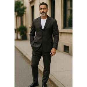 2/$30 Oscar De La Renta Blazer Size 44 Velvet Brown Beige Houndstooth Jacket